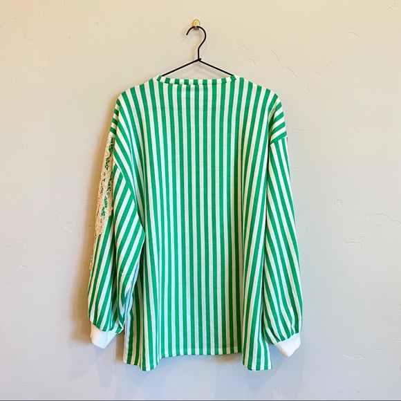 ZARA Trafaluc Oversized Striped Sweatshirt Lace - Picture 13 of 13